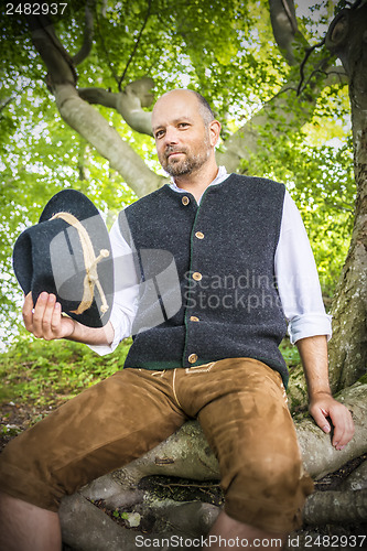 Image of Sitting traditional Bavarian man