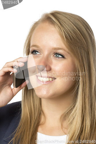 Image of Blond phoning woman