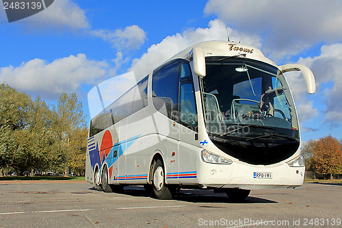 Image of Scania Coach Bus on a parking lot in Turku, Finland