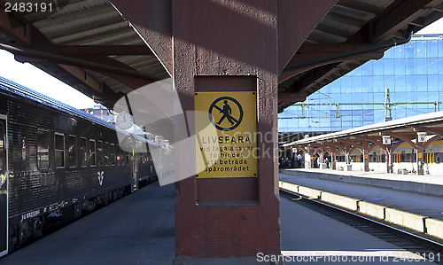 Image of sign an a train