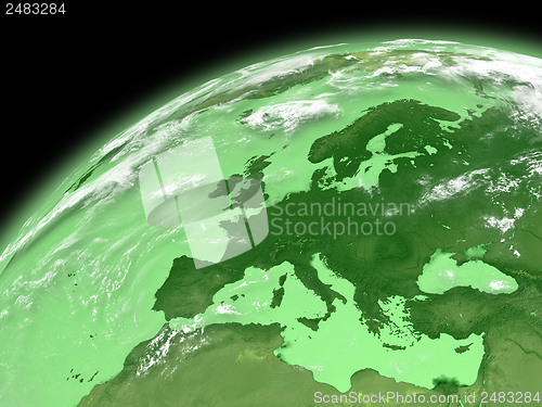 Image of Europe on green Earth