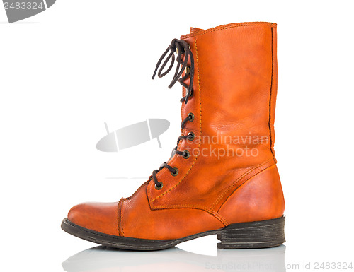 Image of Stylish orange leather boot