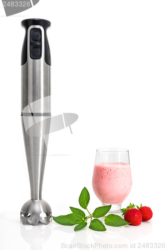 Image of Strawberry milkshake and blender