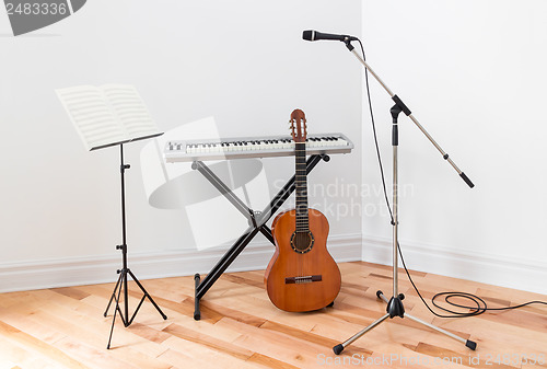 Image of Musical instruments in a room