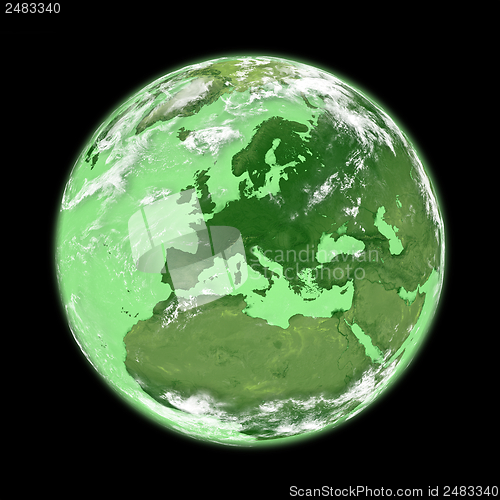 Image of Europe on green Earth