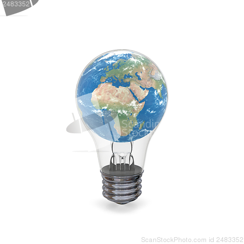 Image of Planet Earth inside lightbulb