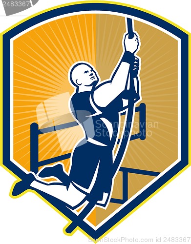 Image of Cross-fit Athlete Rope Climb Retro