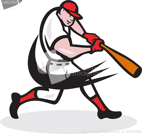Image of Baseball Player Batting Isolated Cartoon