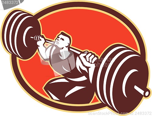 Image of Weightlifter Lifting Barbells Cross-fit Retro