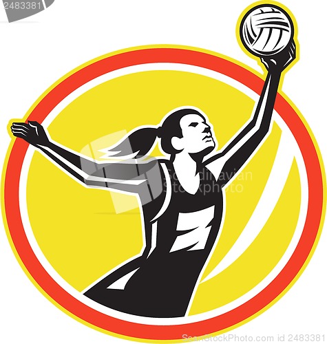 Image of Netball Player Catching Ball Retro