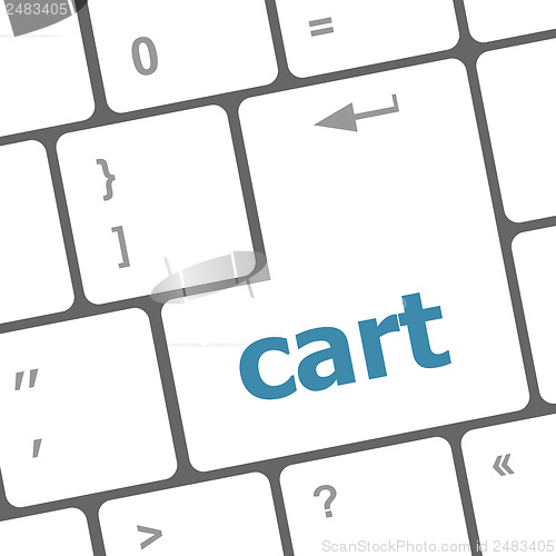 Image of cart word on keyboard key, notebook computer button