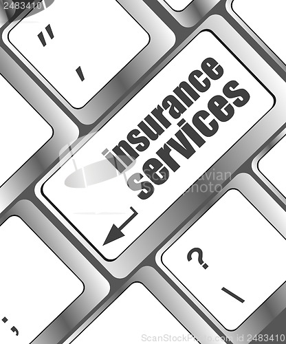 Image of Keyboard with insurance services button, internet concept
