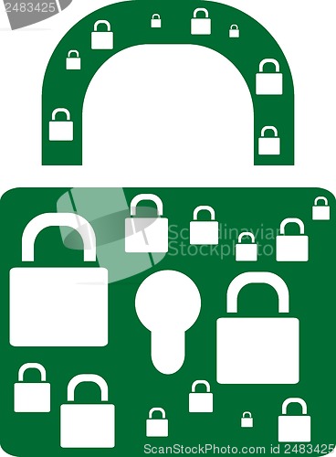 Image of Opened lock set isolated over white background