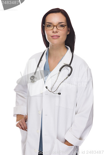 Image of Mixed Race Female Nurse or Doctor Wearing Scrubs and Stethoscope