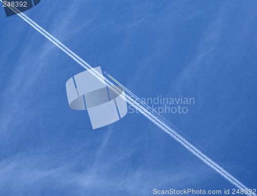 Image of Jet airplanes in the blue sky