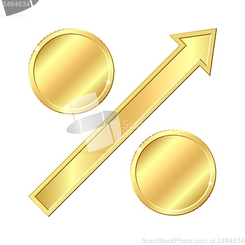 Image of Growing percentage sign with gold coins.