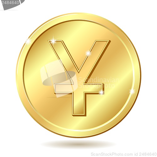 Image of golden coin with yuan sign