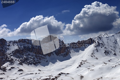 Image of Snow mountains and blue sky with cloud in nice day