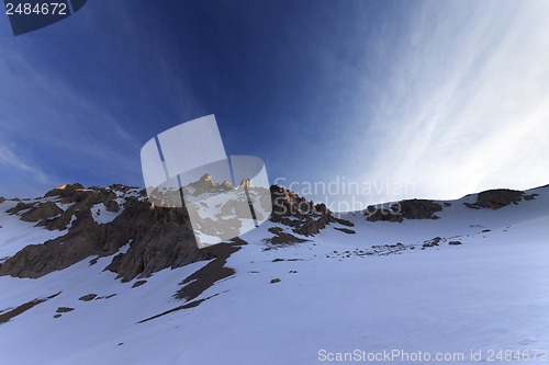 Image of Sunrise in snowy mountains