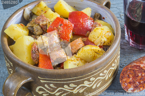 Image of Spanish stew with chorizo sausage