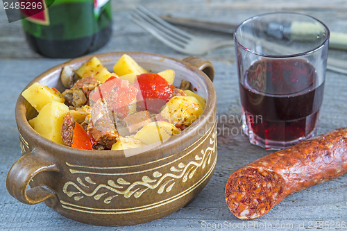 Image of Spanish stew with chorizo sausage