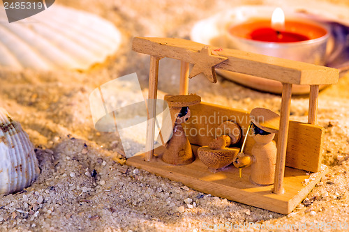 Image of Nativity scene on a beach