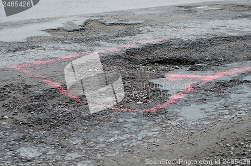 Image of Big potholes on the road