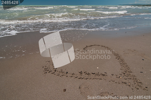 Image of Love heart on the beach