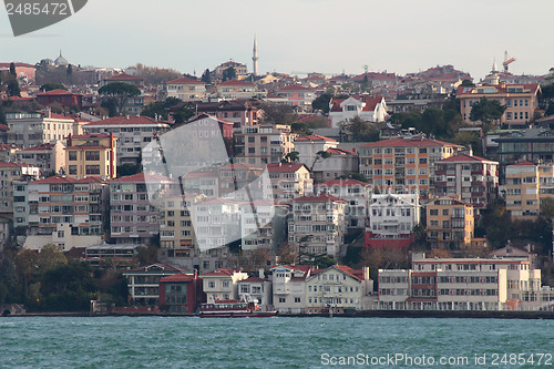 Image of houses in Istanbul on banks of Bosphorus Strait