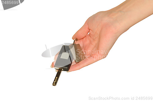 Image of Elegant woman's hand with new car keys and keychain