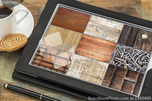 Image of wood texture on digital tablet