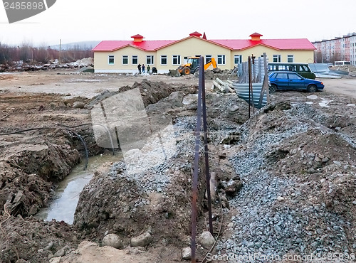 Image of Construction of the house. Installation of ground loop