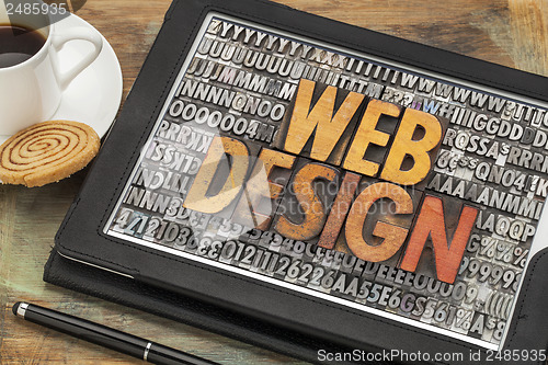 Image of web design on digital tablet