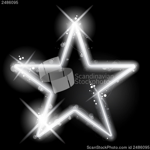 Image of Silver Star Glowing on Black Background Christmas