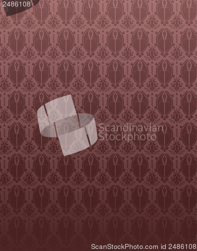 Image of Seamless Pattern Red Retro Damask Flower Background