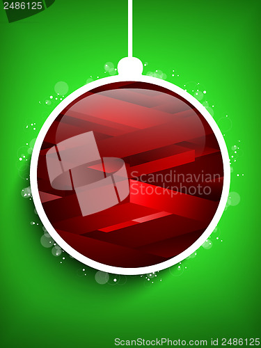 Image of Merry Christmas Happy New Year Ball Geometric Green Background