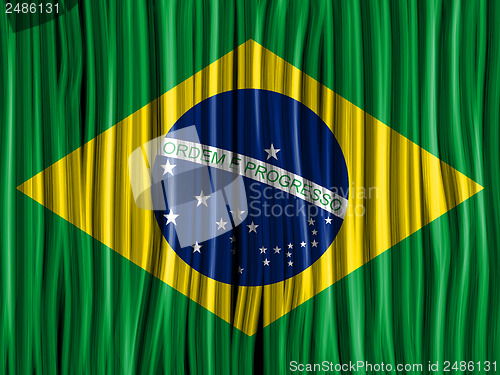 Image of Brazil Flag Wave Fabric Texture Background