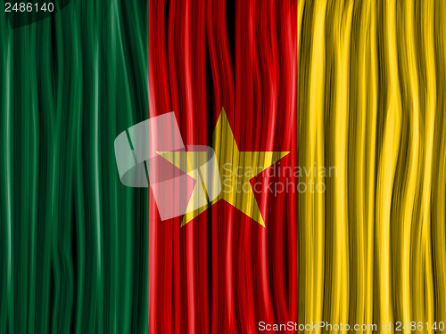 Image of Cameroon Flag Wave Fabric Texture Background