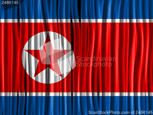 Image of North Korea Flag Wave Fabric Texture Background