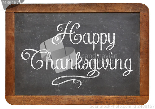 Image of Happy Thanksgiving on blackboard