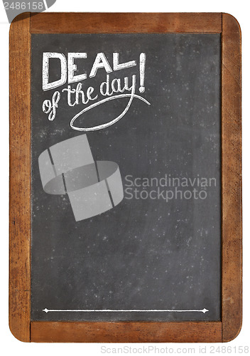 Image of deal of the day on blackboard