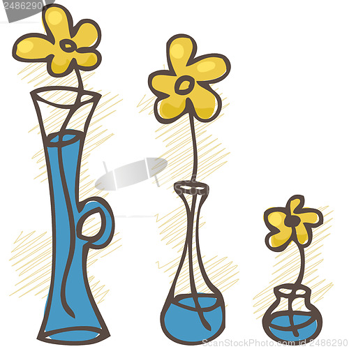 Image of Vector illustration. Flowers in vases. set