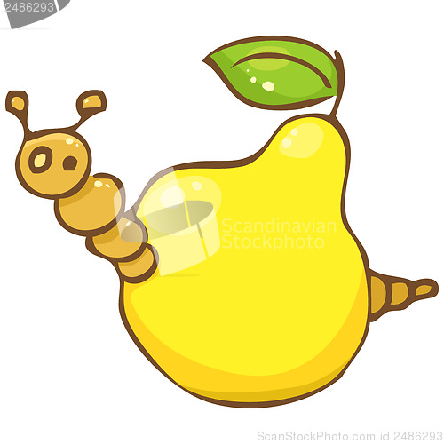 Image of Vector. Funny worm in the pear