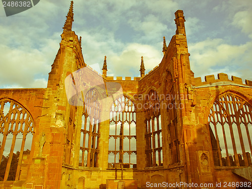 Image of Retro looking Coventry Cathedral ruins