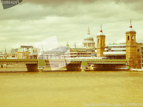 Image of Retro looking River Thames in London