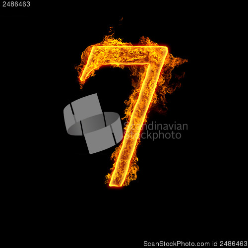 Image of Fire alphabet number 7 seven