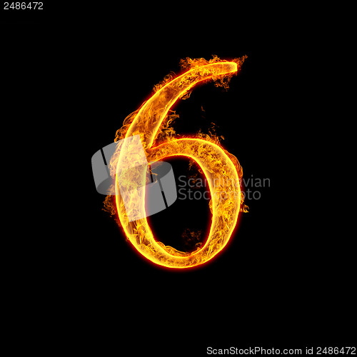 Image of Fire alphabet number 6 six