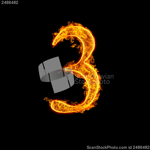 Image of Fire alphabet number 3 three