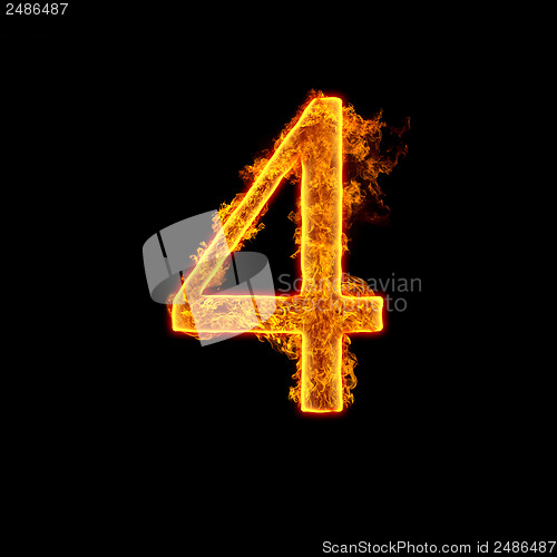 Image of Fire alphabet number 4 four