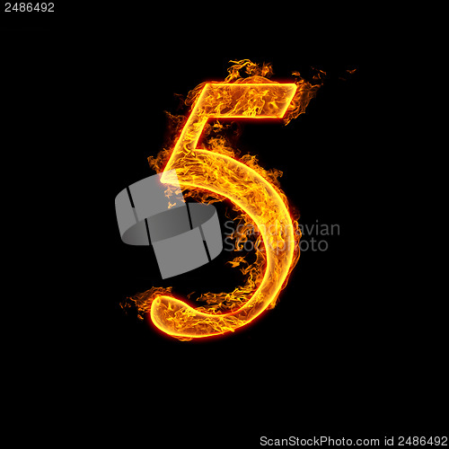 Image of Fire alphabet number 5 five